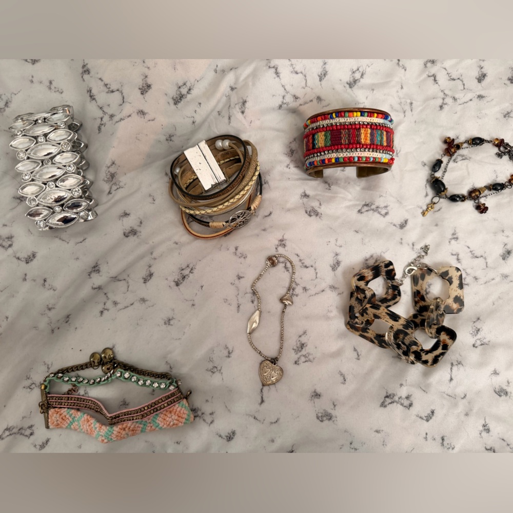 Colourful Mixed Bracelet & Cuff Bundle – Boho & Statement – As Is